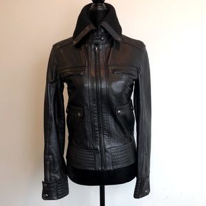 Mango Genuine Leather Jacket. Size XS